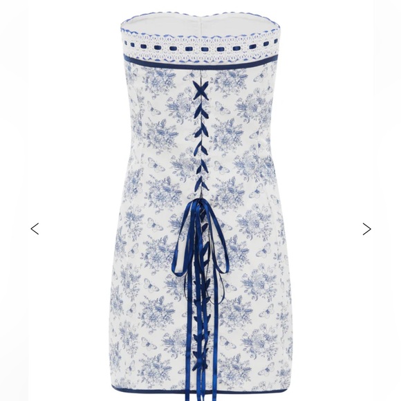 NWT With Jean Sabrin Dress Toile Papillon Strapless Corset Lace Butterfly M - Picture 2 of 10